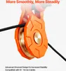 Close-up of an orange pulley system with a black cable running through it, against a white background. Náhľad obrázku produktu