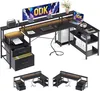 ODK LED biurko narożne w kształcie litery L z szufladami Podgląd zdjęcia produktu 1