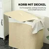 Koszyk na pranie HOMCOM z bambusa z pokrywą, 3 przegródki, Podgląd zdjęcia produktu 5