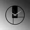 A modern, minimalist wall clock with a black frame and silver hands, set against a gradient gray background. Podgląd zdjęcia produktu