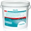 A white plastic bucket containing pool water treatment granules, with a label showing the product name, usage instructions in multiple languages, and a graphic of pool steps in water. Produktbild-Vorschau