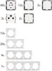 A collection of electrical components, including sockets, switches, and frames, arranged in rows and columns against a white background. Produktbild-Vorschau