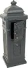 A dark gray cast aluminum mailbox with an open door and a key in the lock. Náhľad obrázku produktu