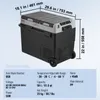 A portable car refrigerator with dimensions and specifications displayed. Náhled obrázku produktu