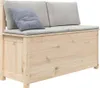 A wooden storage bench with cushions and a pillow. Podgląd zdjęcia produktu