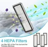 A close-up of HEPA filters with animated particles and leaves, indicating air purification. Produktbild-Vorschau