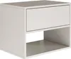 A white nightstand with a drawer and an open shelf, presented against a white background. Produktbild-Vorschau