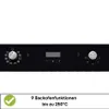 Close-up of a black oven control panel with two silver rotary knobs, a digital display, and function symbols. Produktbild-Vorschau