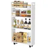 Schmales Rollregal aus Bambus mit 4 Ablagen, 45x15x81cm, Produktbild-Vorschau 5
