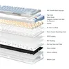 An exploded view diagram of a mechanical keyboard, showing its internal layers and components. Produktbild-Vorschau