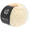 A ball of cream-colored yarn with a black label. Produktbild-Vorschau