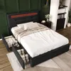 Łóżko tapicerowane 90x200 cm czarne z diodami LED i 2 Podgląd zdjęcia produktu 12