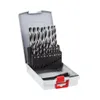 A set of drill bits in a plastic case. Voir les images du produit