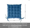 A blue seat cushion with dimensions indicated. Produktbild-Vorschau