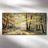 Küchenuhr Bürouhr Leinwand Uhr 60x30 Ölgemälde Wald Bäume Produktbild-Vorschau 2