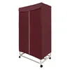 A burgundy electric heated clothes rack with wheels and a timer, shown against a white background. Náhled obrázku produktu