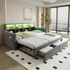 A bedroom with a multi-functional bed, showing storage drawers and LED lighting. Náhled obrázku produktu