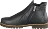 Side view of a single dark gray/black leather boot. Produktbild-Vorschau