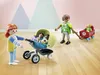 A family of Playmobil figures with a stroller and a wagon. Produktbild-Vorschau