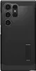 A black phone case with a camera cutout and a kickstand. Produktbild-Vorschau