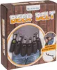The image shows the packaging for a beer belt that can hold six bottles. The packaging has a wooden texture and features a circular graphic of a person wearing the belt with bottles attached. There are also smaller inset images showing how to use the belt  Produktbild-Vorschau