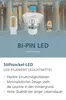 Three different types of LED light bulbs are displayed against a backdrop of ancient Greek columns. Produktbild-Vorschau
