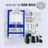 A flat lay of a toilet installation kit, showing all the components laid out on a light gray background. Podgląd zdjęcia produktu