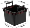 A black square planter insert with handles, shown with dimensions indicated by text overlays. Náhled obrázku produktu