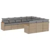 vidaXL 10-tlg. Garten-Sofagarnitur mit Kissen Beige Poly Produktbild-Vorschau 1