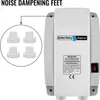 A close-up view of the back of a white water dispenser, with a callout showing noise dampening feet. Anteprima dell’immagine prodotto