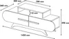 A line drawing diagram of a TV stand with dimensions indicated by text and arrows. Anteprima dell’immagine prodotto