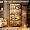 BROTTAR Schwarz Glasvitrine mit LED Beleuchtung 4 Ebenen Produktbild-Vorschau 5
