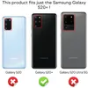 Three Samsung phones are shown side-by-side, with red boxes highlighting the camera modules. The text indicates compatibility with the Samsung Galaxy S20+. Produktbild-Vorschau