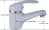 A white faucet with silver accents is shown against a white background with measurement lines and text. Produktbild-Vorschau