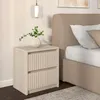 Nachttisch Kaschmir Beige 42x30x45 cm mit zwei Schubladen – Produktbild-Vorschau 9