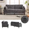 A collage of images showing a modern gray sofa from different angles, with a close-up of a USB charging port. Produktbild-Vorschau