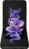 A black Samsung Galaxy Z Flip3 5G smartphone is shown open, displaying a purple abstract wallpaper on its screen. Produktbild-Vorschau