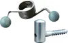A product shot of a door closer spring and a screw-in hinge part against a white background. Podgląd zdjęcia produktu