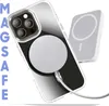 A clear phone case with a MagSafe charger attached, and a separate MagSafe power bank in the background. Produktbild-Vorschau