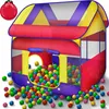 A colorful play tent filled with balls, with some balls scattered around it. Produktbild-Vorschau