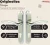 A marketing image showcasing two door handles with descriptive text and icons highlighting features. Produktbild-Vorschau