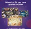 Three magic trick boxes are displayed on a purple background with sparkling stars. Produktbild-Vorschau