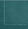 A close-up view of a teal fabric napkin with white stitching along the edge. Produktbild-Vorschau