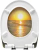 A toilet seat with a sunset beach scene printed on it. Produktbild-Vorschau
