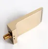 A close-up studio shot of a gold-colored faucet spout. Produktbild-Vorschau