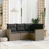 vidaXL 4-tlg. Garten-Sofagarnitur mit Kissen Grau Poly Produktbild-Vorschau 2