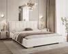 A modern bedroom with a white upholstered bed as the main focus, decorated with neutral tones and elegant lighting. Produktbild-Vorschau