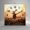 Wanduhr - Quadrat - Glasuhr - Hirsch Natur Feld - 30x30cm - Produktbild-Vorschau 3