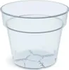A clear, empty plastic plant pot is shown against a white background. Produktbild-Vorschau