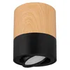 A studio shot of a black and wood-finished ceiling light. Podgląd zdjęcia produktu